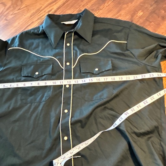 Vintage Sundance Career Club Mens XL Black Western Pearl Snap Shirt White Piping - Picture 4 of 7
